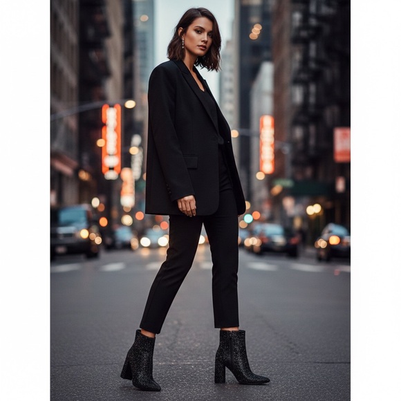 Lauren Lorraine Shoes - Lauren Lorraine Glittering Black Heels